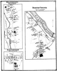 A highly detailed map of the Johnsburg(Hamlet), North Creek, Weavertown regions