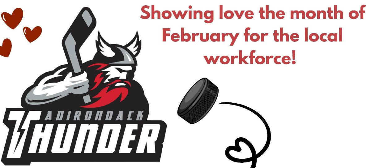 Flyer advertising discount tickets for Adirondack Thunder hockey games February 20, 22, 27 and 28