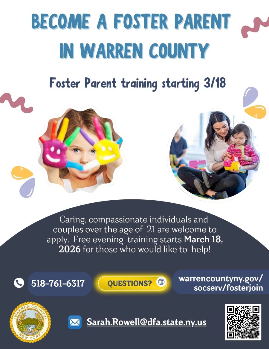 flyer detailing weekly foster parent at warren county municipal center starting March 18