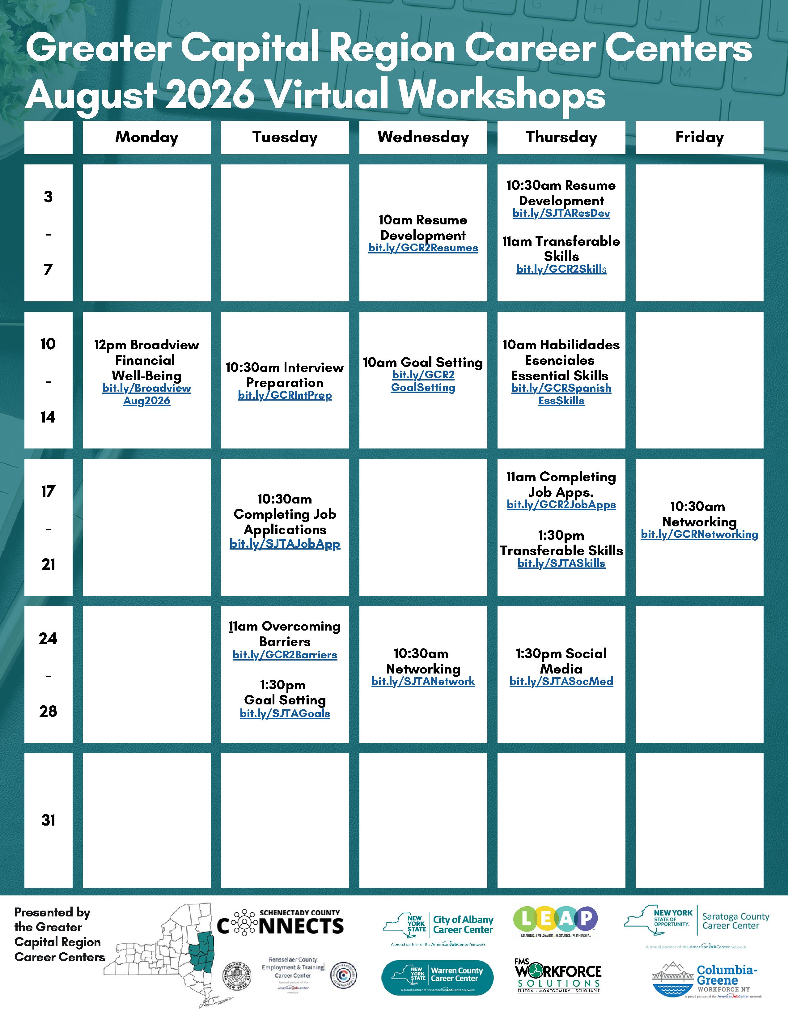 august career workshops