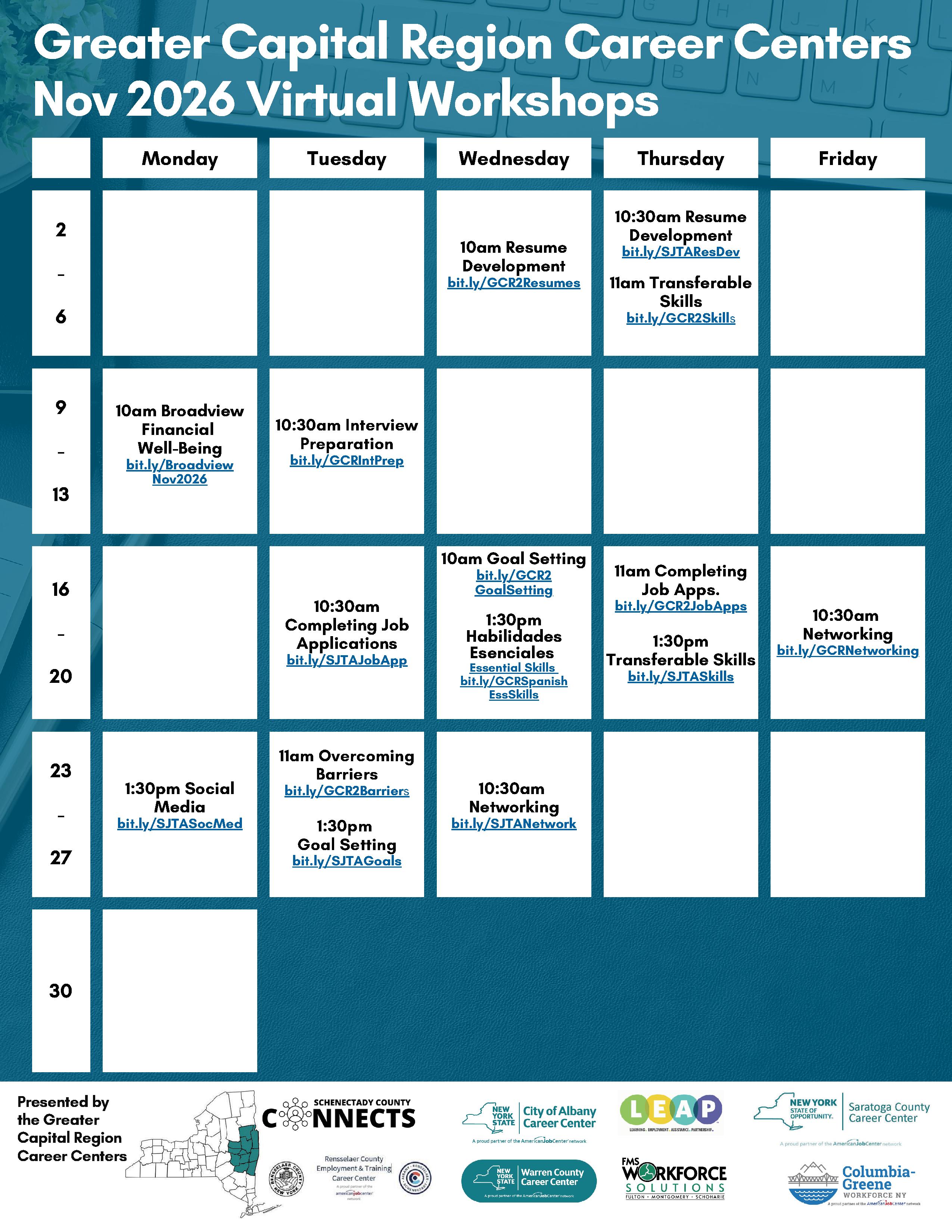 november workshops