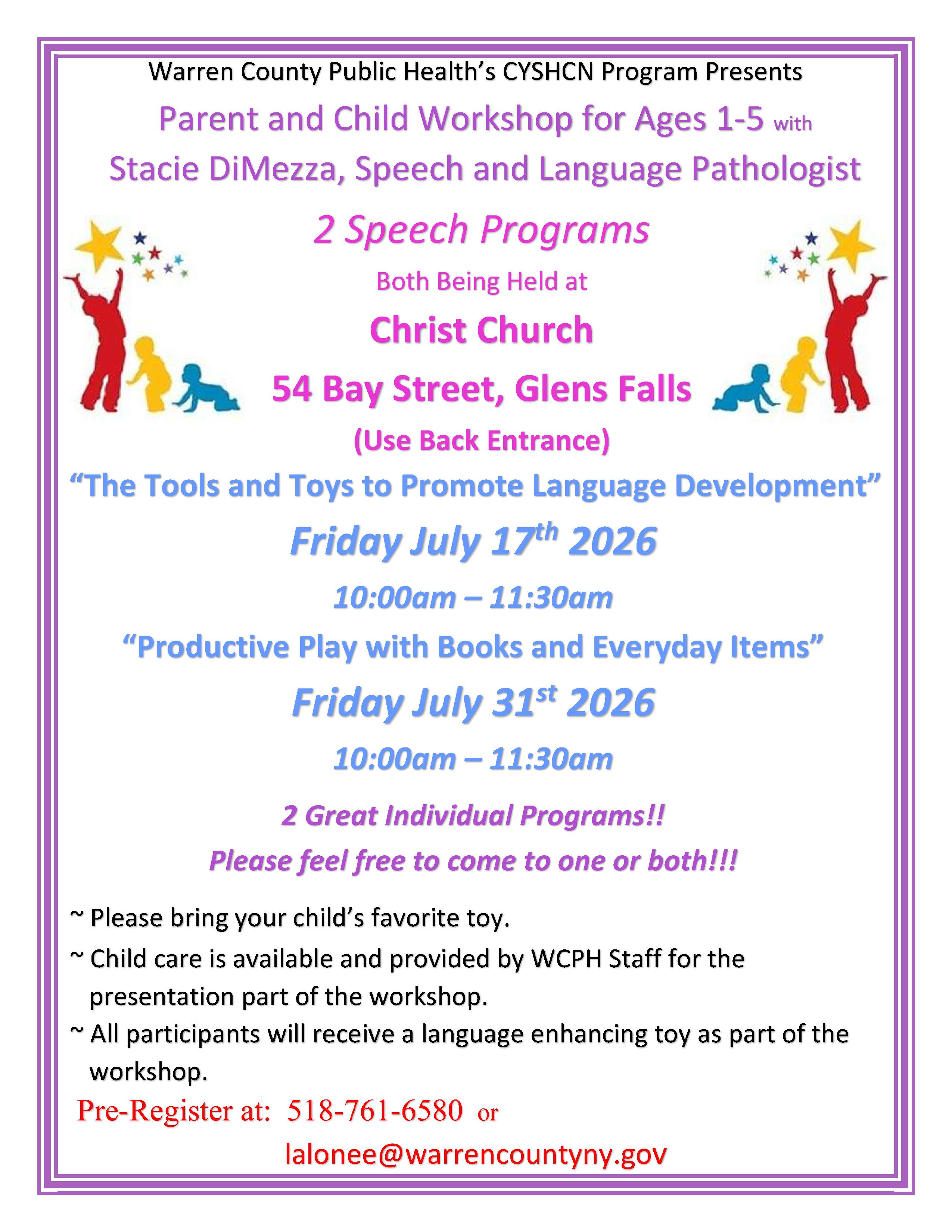 info about upcoming speech programs