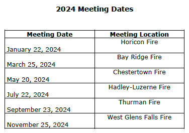 Chiefs & Officers 2024 Meeting Schedule