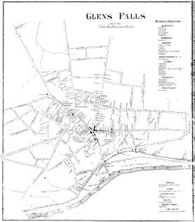 A highly detailed map of Glens Falls with Public Building
