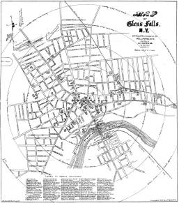 A highly detailed map of Glens Falls with Public Building