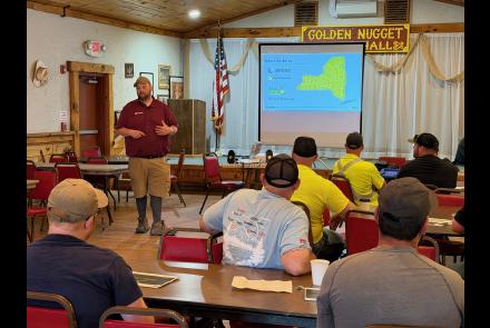 highway workers gather in a classroom setting for Highway Safety Days