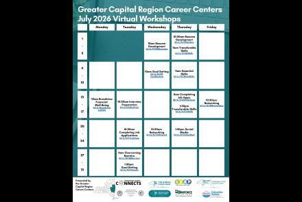 july calendar of free career workshops