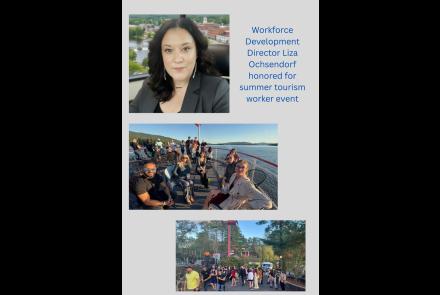 lizaward and photo of tourboat ride for summer workers