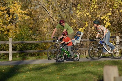 family riding bike